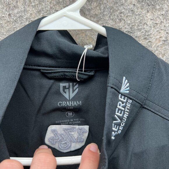 Graham Luxe Jacket Men Medium Black Soft Shell Full Zip Windbreaker New Golf - Picture 11 of 11
